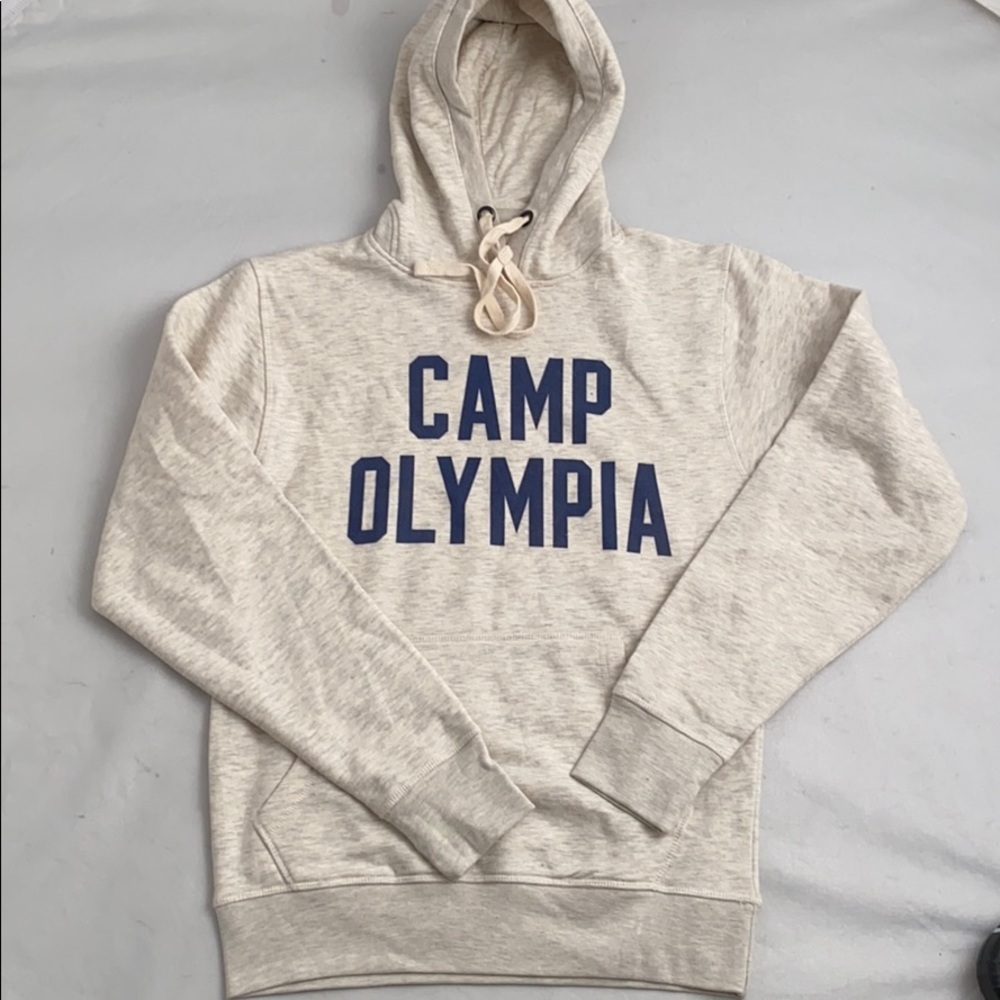 League Camp Olympia blue logo oatmeal pocket hoodie S